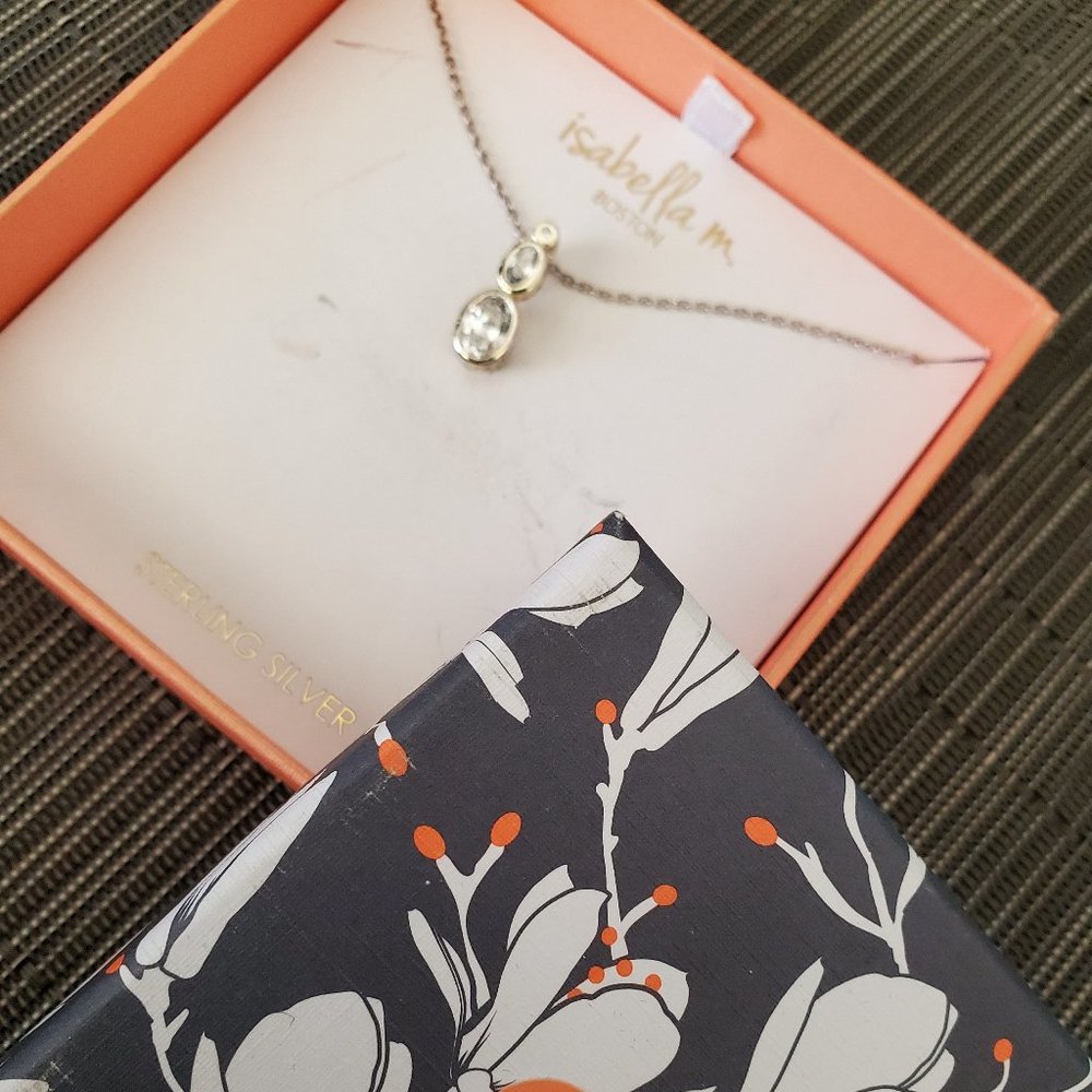 Isabella M. Sterling three stone necklace -  NIB